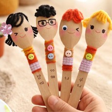 5인용 털실꾸미기 숟가락 가족 인형만들기 집에서미술놀이 유치원만들기수업 DIY