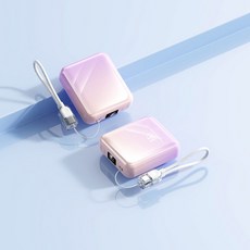 GoaTa 보조배터리고속충전 20000mAh PD 66W 디지털 디스플레이 내장 케이블 항공기준에 적합, 자주색