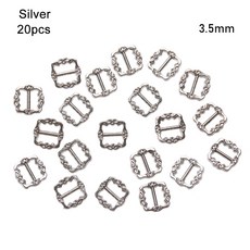 장식용 호환용품 인형옷 미니 초소형 DIY 인형 버튼 트라이글라이드 패턴 벨트 신발 의류 공예 액세서리, 한개옵션1, 20 3.5mm Silver