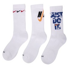 나이키 남녀공용 에브리데이 플러스 쿠쉬 크루 스포츠 양말 3개입 DH3822-902, 혼합 색상, 3개