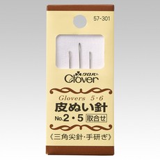 Clover 皮革手縫針 57-301 三角尖針 No.2 No.5, 1個