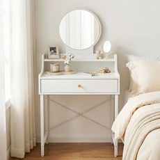 KOTTII 좌식 화장대 거울과 수납 서랍이 달린 미니 화장대, 화이트 60 cm