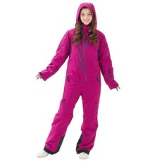 MOUS ONE 여성용 원피스 스키 수트 방수 따뜻한 단열 점프수트 탈착식 후드 스노슈트 스노우 스포츠용(핑크 1 XXL) 277476 8854714240, Medium, 퍼플