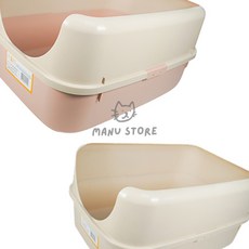 [유마누] 고양이배변판 고양이배변패드 반려묘화장실 고양이배변통, 대형 핑크색