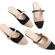 여성 블로퍼 슈즈 스트랩 플랫 슬리퍼 여성 뮬 슈즈 통굽 캐주얼슈즈 메리제인 단화