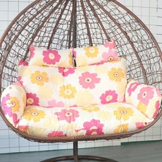 분리세탁 라탄그네쿠션 2인용 교체형 소파형 의자방석, 코튼 없는 커버, 레드 선플라워