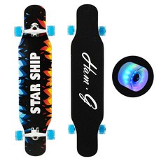 스타쉽 초보자 입문용 댄싱 롱보드 42인치 스케이트보드 LED 발광휠 가방, 스파크, 1개