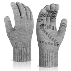 OZERO 니트 장갑 남성 방한 겨울 스마트폰 대응 도톰한 털실 따뜻한 멋내기 기모 미끄럼방지 탄성 손목 쾌적핏 그로브 보온 신축성 경량 (그레이 프리 사이즈)