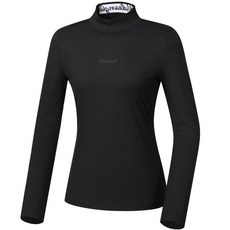 국내정품 와이드앵글 여성 골프웨어 티셔츠 VA 골지 하이넥 (Black) 여성골프 40대 골프복 와이드앵글여자티셔츠