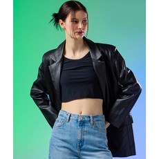 KOLEAT WOMEN 오버핏 소프트 가죽 레더 블레이저[BLACK] 가죽자켓 ver.