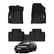 에이치엠티 TPE 자동차매트 풀커버 3D 바닥카매트, 현대, 아반떼 CN7 (F/L 하이브리드 공용) 20년04월~, 블랙