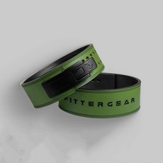 FITTERGEAR 牛皮快扣健力式健身腰帶 (專業 大重量 訓練 硬拉 舉重 深蹲 牛皮護腰 高質感 非SBD), 軍綠,M號 72.5CM-92CM, 1個