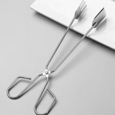 캠핑 숯 집게 바베큐용 길다란 가위 스테인레스 숯 집게 조리 가위형 주방용 요리용 다용도 음식 고기 주방