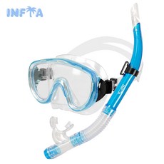 인피아 멀티 피스 스노쿨링 마스크 프리다이빙 스노쿨링 세트, 아쿠아블루