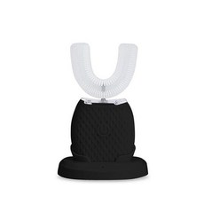 FVKV 잇몸마사지기 전동칫솔 음파칫솔 휴대용 U자형 실리콘 칫솔, 블랙, 1개, 칫솔