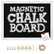 TORASO 마그네틱 칠판 13인치 x 17인치 소나무 나무 프레임의 소박한 빈티지 장식 - 결혼식 주방 바 레스토랑 메뉴 및 가정용 칠판 HB-BN-3343, White, 8.7" x 12.6"