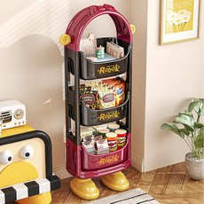 Robot兒童玩具收納架 三層置物架, 黑紅, 1個