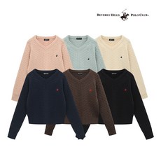 비버리힐스폴로클럽 비버리힐스클럽 여성 브이넥 케이블 나그랑 니트 TK382 _