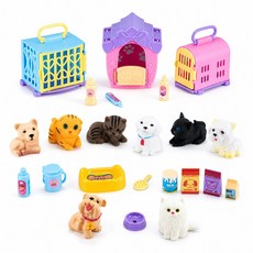 토요요 펫샵 역할놀이 장난감 프린세스 인형 강아지 고양이 피규어 소꿉놀이 완구세트CW-KT1, 1세트, 동물 펫 샵 소꿉놀이 장난감