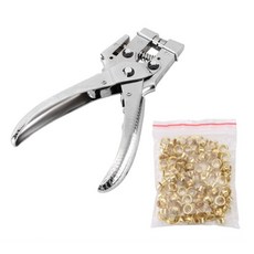 가죽공예 아일렛 펀칭기 세트 - 공펀치 타공 가시메 펀치 - 4.5mm 아일렛심 100pcs 포함, 1세트, 실버