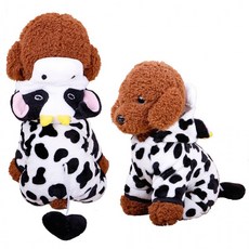 강아지 애견 젖소 변신 후드티, 젖소/S, 1개