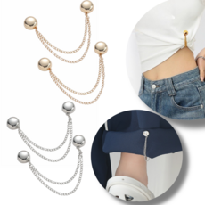 주니니몰 자석단추 4개세트 크롭티 만들기 바지밑단 소매 자석 고정 체인, 1개, 실버원형2+골드원형2