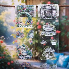 조경 풍경 감성 빈티지 다꾸 마테 마스킹테이프 pet, 스톤