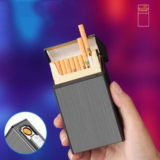 럭셔리 usb 라이터 일체형 담배 케이스 방수 슬림 에세 20개피 보관 휴대용 고급 담뱃갑 담배곽 파우치, 골드sc626