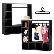 UNICRAFTALE 2세트 화이트 인형 옷 옷장 20개 행거 미니 정리함 플라스틱 모델 마이크로 풍경 인형의 집 액세서리 장식용_166126, 블랙_166126