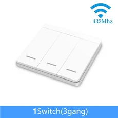 스마트스위치 무선스위치 스위치 RF 433Mhz 무선 리모컨 라이트 푸시 단추 벽 AC 110V 220V 릴레이 리시버 램프용 최대 100M 제어, Only 1Switch (3Gang), 1개