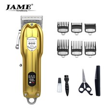 JAME 全金屬理髮器 油頭推剪 專業雕刻剃頭刀, 全金屬，無logo（金色，全英文包裝，配