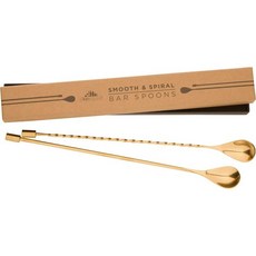 2피스 골드 바 스푼 세트 이상의 12인치 헤비급 칵테일 믹싱 셰이커 및 글라스용 금도금 스테인리스 스틸 음료 교반기 전문가용 바텐더 도구