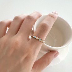 포인트링 파란큐빅 푸른큐빅포인트은반지[18K도금]