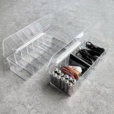 8格透明電線USB線電線遙控器收納整理盒, 蓋類型 2p, 1個