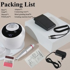 새로 전문 전기 네일 드릴 매니큐어 기계 저소음 샌더 살롱 폴리 셔 도구, 4) 영국, 1개, 1) white