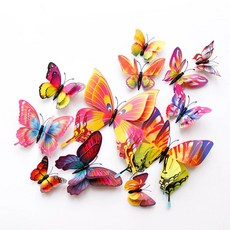 새로운 스타일 더블 레이어 3D 나비 벽 스티커 홈룸 장식 나비 웨딩 장식 자석 냉장고 스티커 12피스, 믹싱