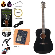 41인치 6현 일렉트릭 어쿠스틱 기타 솔리드 스프루스 상판 무광 컷어웨이 포크 내추럴 색상 EQ 및 결함, 01 41인치, 02 M4 polywood