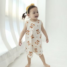 잼베이비 아기 한여름 수면조끼 주자 거즈 순면 100% 얇고 시원한 유아 원피스 잠옷 조직이 탄탄