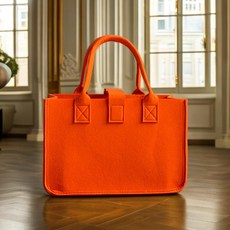 여성 대용량 펠트 토트백 숄더백 쇼핑백 맞춤 로고 가능, 오렌지 [30x20x18], 1개