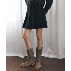ARTID 비조 포인트 울 플리츠 스커트_BLACK