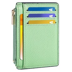 Tipmile 신용 카드 홀더 컴팩트 케이스 신분증 창 포함 여성용 슬림 미니멀리스트 전면 포켓 지갑 소형 RFID 차단 그래스 그린. 129560