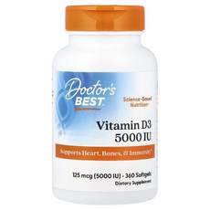 닥터스베스트 비타민D3 Vitamin D3 125mcg 5000IU 소프트젤 360정, 1개