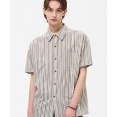 트릴리온 TRILLION 리조트 스트라이프 포켓 오버핏 반팔 셔츠_브라운 TRSSH39BR 120026