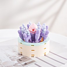 花束小盆栽積木 創意花盆設計, 1個, 許願少女