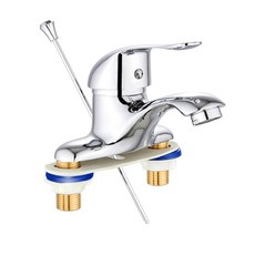 凱琦嚴選 單把雙孔面盆龍頭，提拉桿式，冷熱水，陶瓷閥芯，防腐防鏽, 1個, 水龍頭