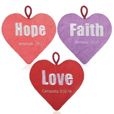 Breling 발렌타인 하트 걸이식 핸드 타월 3개 크리스챤 욕실 타월 흡수성 부드러운 장식용 행주 데이 장식 목욕 주방 건조 청소용 198377, 사랑