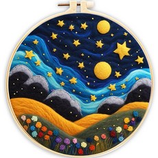 사르부터 바늘 펠트 키트 DIY 울 스타러 자수 선물용 홈 데코레이션에 적합한 초보자용 (별과 태양)