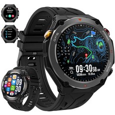 GPS 압력/고도/나침반이 있는 밀리터리 스마트 워치 650mAh 초대형 배터리가 견고한 남성용 스마트워치 전화 받기/걸기 100개 이상의 스포츠 모드 안드로이드 iO, GPS, 압력/고도/나침반이 있는 밀리터리 스마트 워치