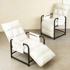 쿠리브 1인용 리클라이너 쇼파 편한 컴퓨터 의자 낮잠 접이식침대 겸용, 화이트