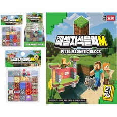 픽셀 자석 블럭 M 4개 84PCS+피규어4개 마인크래프트 블럭마인크래프트 블록, 1개